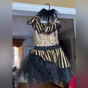 Weissman gold & black dress dance costume with headpiece - child medium